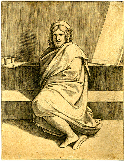 Маркантонио Раймонди. Портрет Рафаэля. 1510-е. Бумага; гравюра резцом